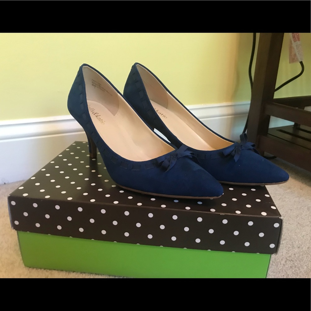 Blue suede heels